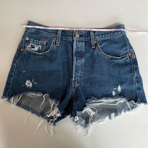 Levi's 501 Button Fly Cutoff Jean Shorts Size 29 Medium Wash distressed